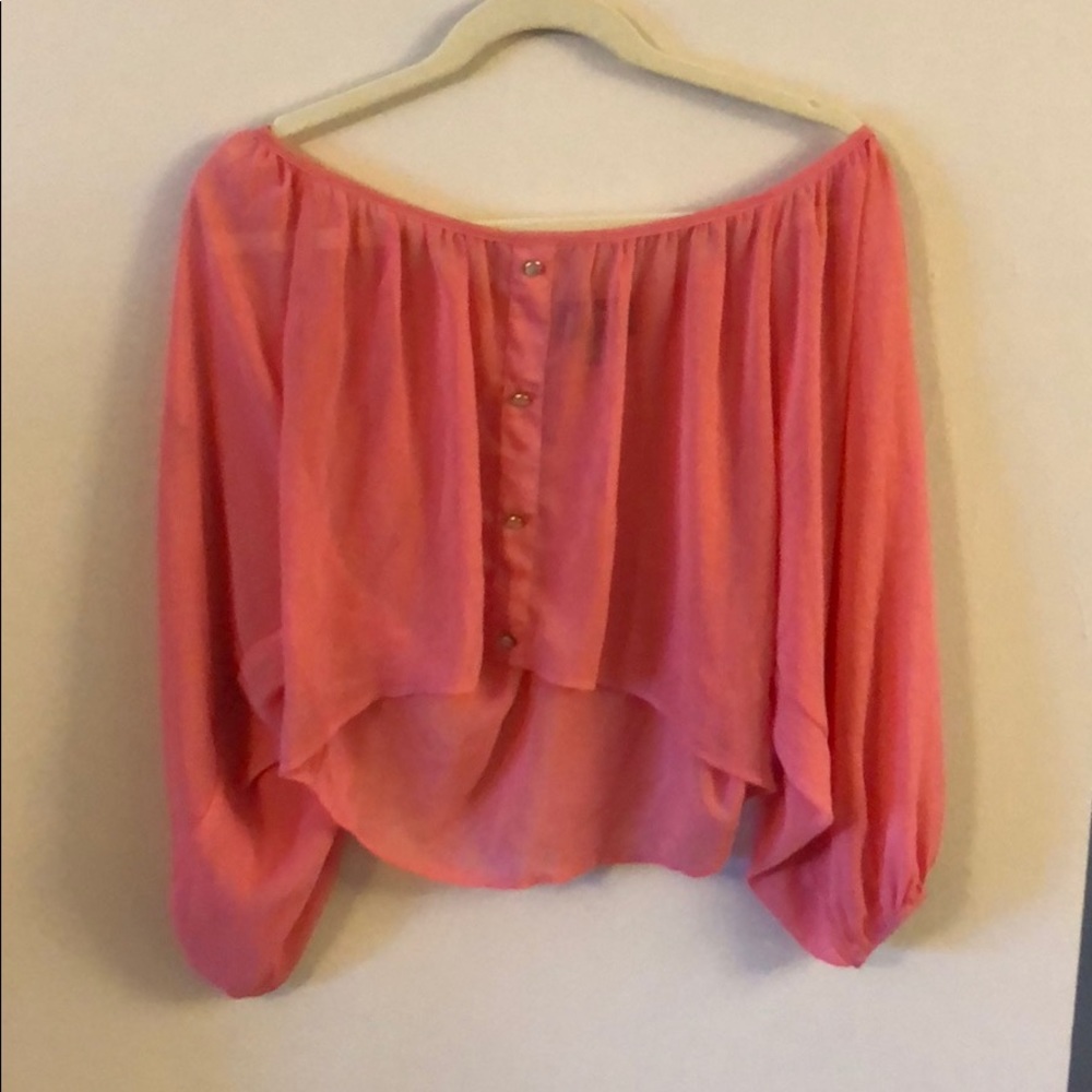Pink chiffon crop top